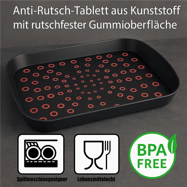 2 x Serviertablett Frühstückstablett Gastro Rutschfest Kunststoff Tablett Griff - Bild 3 von 4