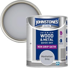 Johnstone's Wood & Metal Paint Satin Finish Manhattan Grey 750ml Water Based