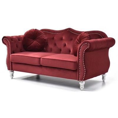 Glory Furniture Hollywood Velvet Loveseat in Burgundy