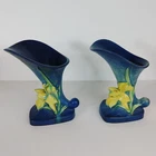 Roseville 204-8 Zephyr LILY CORNUCOPIA VASE Blue