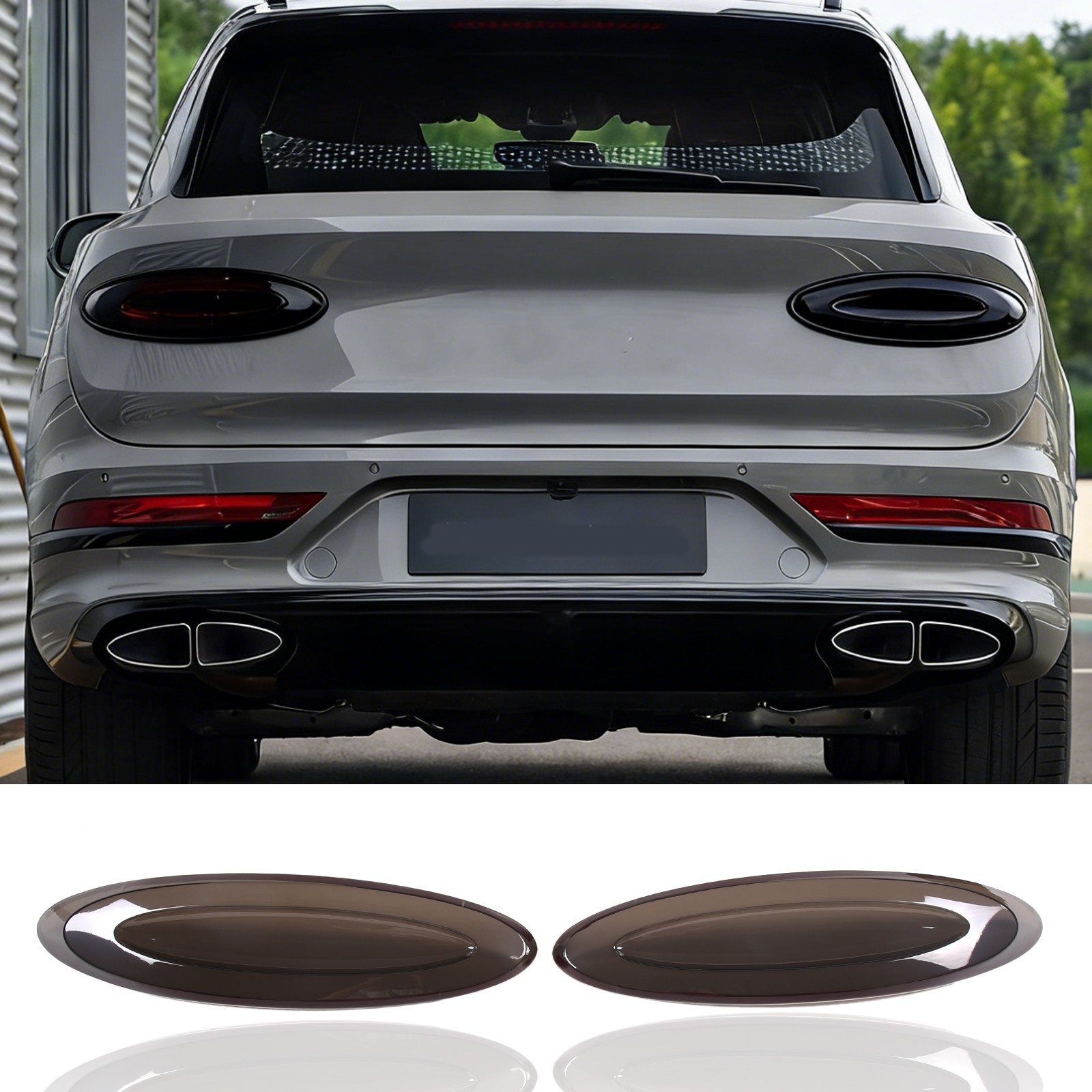 Tail Light Blackout Covers ABS Transparent Gray 2Pcs For Bentley Bentayga 21-23