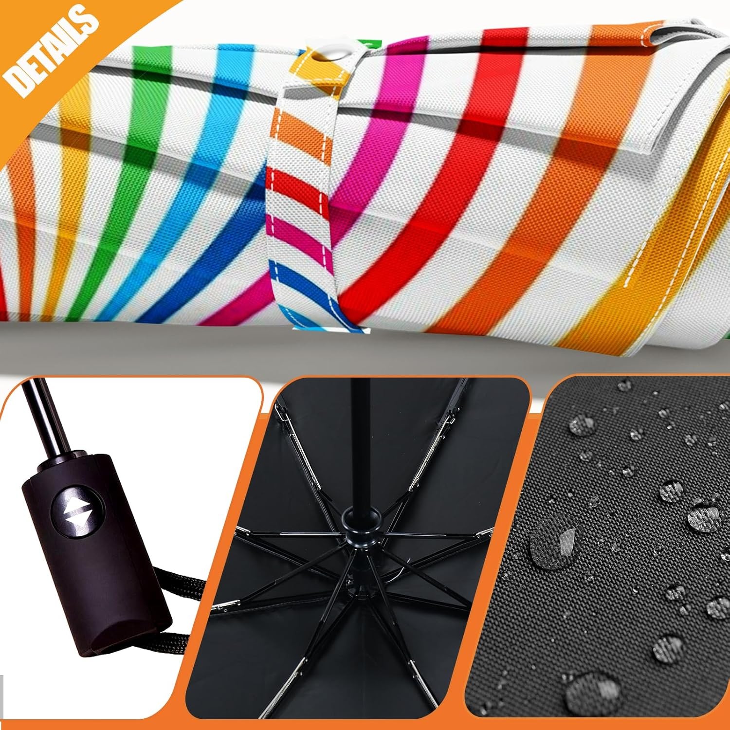 Small Compact Travel Automatic Folding Umbrella for Women, Portable Lightweight,