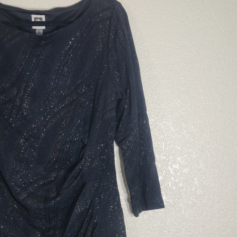 Anne Klein Women's Black Sparkly Long Sleeve Dress Size 16 - Image 3 of 4