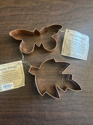 Vintage Sweet Things Butterfly And Leaf Copper Cookie Cutters - new old stock!