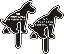 2 Pack No Poop Dog Signs - 11"X8.3" Aluminum Be Respectful Yard Sign with Stake