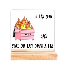 Dumpster Fire Desk Sign and Emotional Support Plant Small Pink Christmas Trees