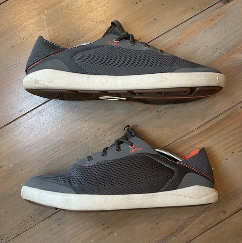 Olukai Moku Pae Grey Mesh Shoe Men Lace-Up Slip on Size 12 EUC - Picture 2 of 10