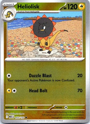 Pokemon Heliolisk ME01: Mega Evolution MEG REVERSE HOLO 053/132 NM TCG