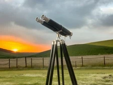 1920 Vintage Brass Nautical Binoculars on Wooden Tripod Stand For Christmas Gift