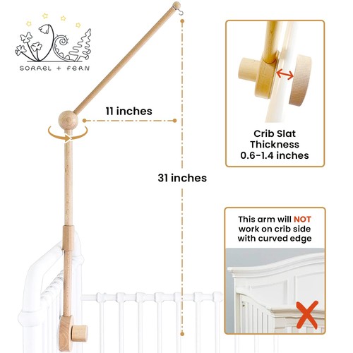 Babybett Mobile Arm Holz Halter - Baby Mobile Aufhänger für Krippe (31 Zoll, 10... - Bild 5 von 8