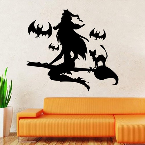 Feliz Halloween Bruja y Murciélagos Tumba Calcomanías de Pared Ventana Pegatinas Halloween - Imagen 5 de 6