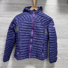 Eddie Bauer First Ascent Kids Girls Puffer Jacket Large 14/16 Purple Hooded Down