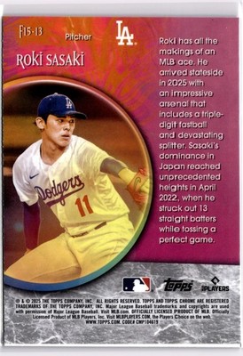 Roki Sasaki 2025 Topps Chrome Fortune 15 Refractor #F15-13 Los