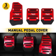 3pc Red Non-slip Gas Brake For Manual Car Pedals Pad Cover Set Universal Durable
