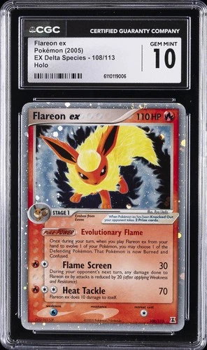 2005 EX DELTA SPECIES #108 FLAREON EX CGC 10