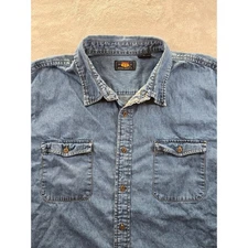 Vintage Route 66 Denim Shirt Mens 2X Blue Short Sleeve Pockets