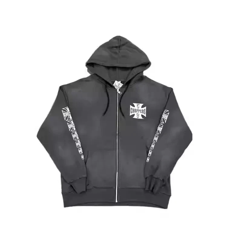 Chaqueta con Cremallera West Coast Choppers Iron Cross - Retro Estilo Americano 25SS Foto 3 de 4