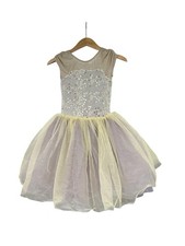 Weissman Dance Costume Pointe Ballet Purple Gold Sparkle Dress Child Medium