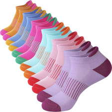 Womens Cotton Cushioned Ankle Socks, Athletic Running Socks with Heel Tab  Soft