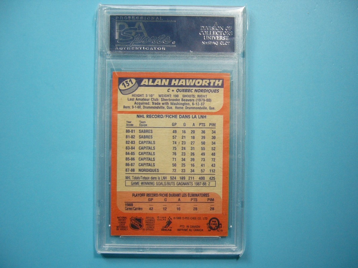 1988/89 O-PEE-CHEE NHL HOCKEY CARD #131 ALAN HAWORTH PSA 10 GEM