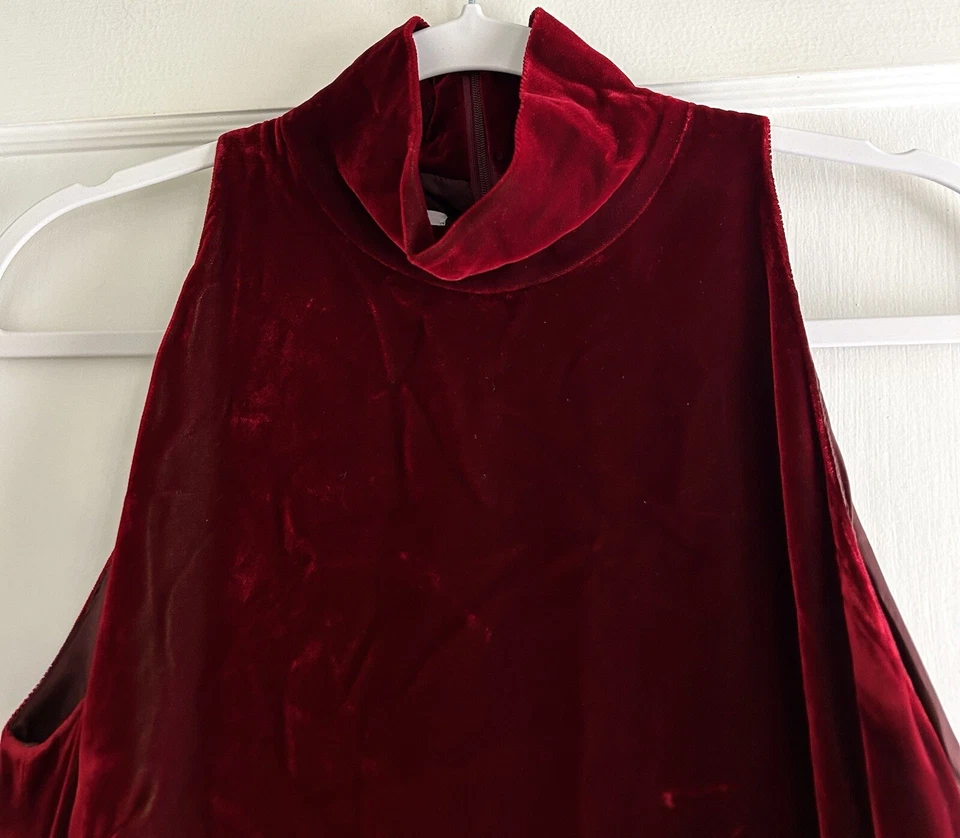 Винтажный Emanuel Ungaro Париж красный бархат вечернее платье миди размер 44 - Изображение 2 из 4