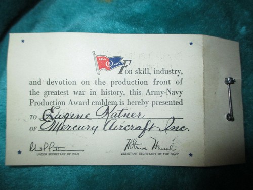Army Navy Production Award Pin-World War II "E" Award Pin-Mercury Aircraft - Picture 2 of 4