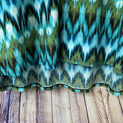 Catherines Blouse Womens Size 3X Blue Green Print V Neck Semi Sheer Sleeveless - Picture 3 of 10