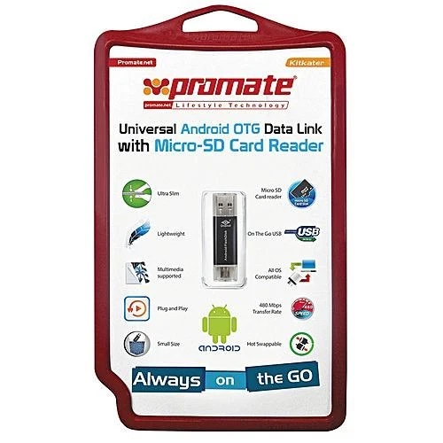 Promate 'kitKater' Universal Android OTG Data Link w/Micro-SD Card Reader - Picture 2 of 2