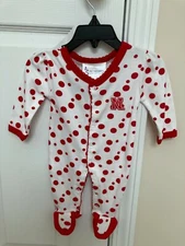 NCAA Nebraska Cornhuskers Infant Polka Dot footed Creeper - Preemie - NWT 