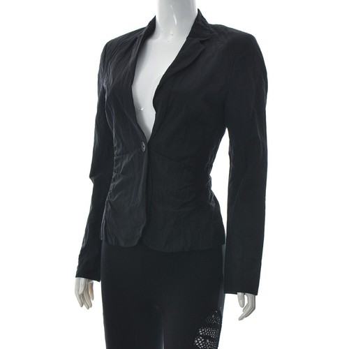 Marc O'Polo Womens Classic Single Button Blazer Metal Blend Ruched Black 36 - Picture 2 of 5