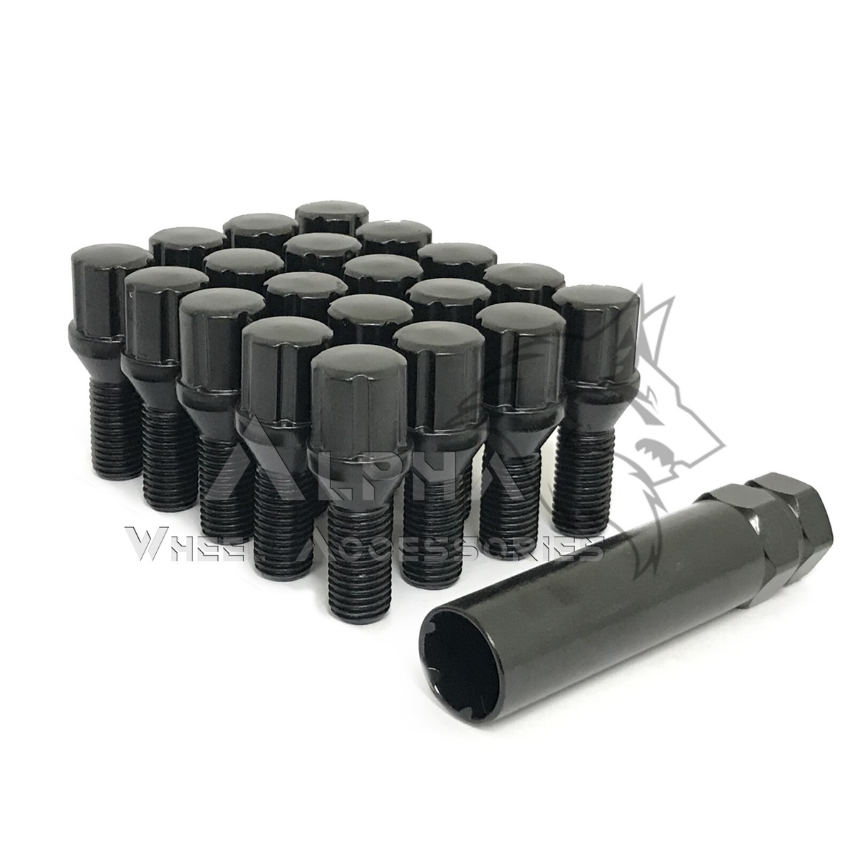 20Pc Black Spline Lug Bolts 12x1.5 For Saab 9-3 900 9-5 9-3X +
