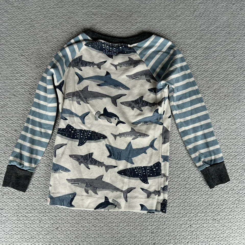 Top Hatley Gris Azul Niños Manga Larga Cuello Redondo Tiburón Ballena 100% Algodón Orgánico 4 Foto 4 de 4