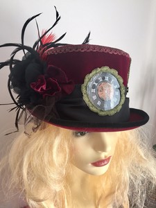 red steampunk hat