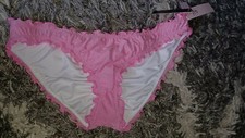 Victoria Secret ruched cheeky bikini bottom new size Medium pink shimmer