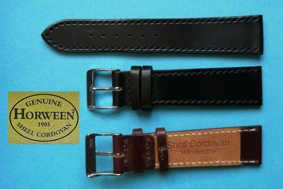 Cordovan Shell Uhrenarmband 2. Wahl 17,18,19,20mm schwarz braun Galopper-NL / 29 - Bild 2 von 4