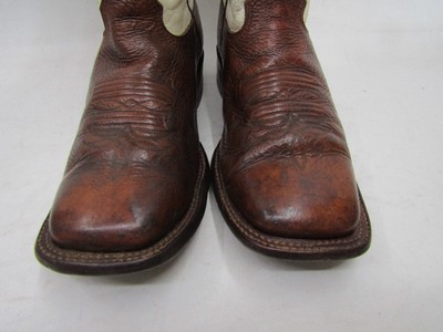 Larry Mahan Mens Size 9 D White Brown Leather Buckaroo 
