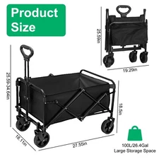 Outdoor Wagon Cart Foldable Heavy Duty Utility  Load 440LB for Camping Garden