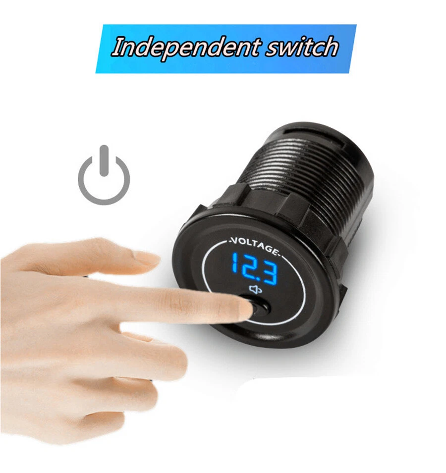 Автомобильный лодочный квадроцикл 12-24 В синий светодиодный панель цифровой вольтметр с независимым переключателем - Изображение 4 из 4