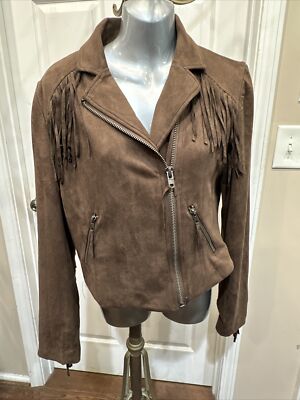 Audrey 3 + 1 Faux Suede Coat Jack Polly Zara h&m loft bebe express Med Tassel