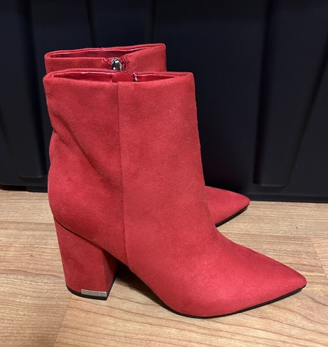 Calvin Klein Womens Minna Block Heel Booties Medium Red 7.5 New In Box - 第 3/14 張圖片