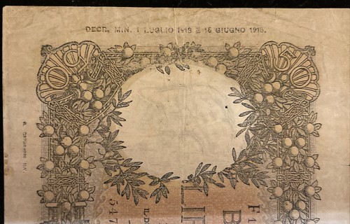 REGNO ITALIA BANCONOTA 50 LIRE CAPRANESI BUOI TESTINA DECRETO 01/07/1918 PERIZIA - Picture 4 of 6