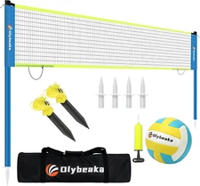 Portable Outdoor Volleyball Net Set for Backyard Beach with Adjustable Poles, Du