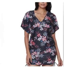 Bar III Tropical Escape Floral-Print Caftan SWIM Cover-Up Size SMALL NEW