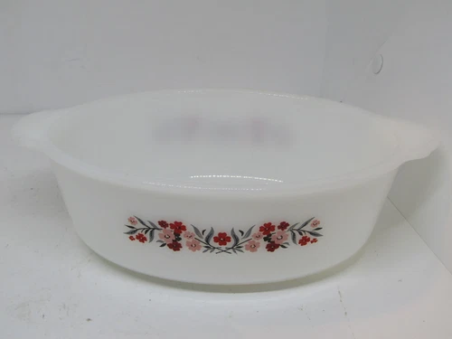 Vintage Fire King Primrose 1.5 Qt. Oval Casserole Dish.