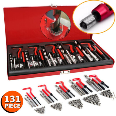 131Pc Thread Repair Kit HSS Drill Helicoil Metric Set Heli Coil Tap ...