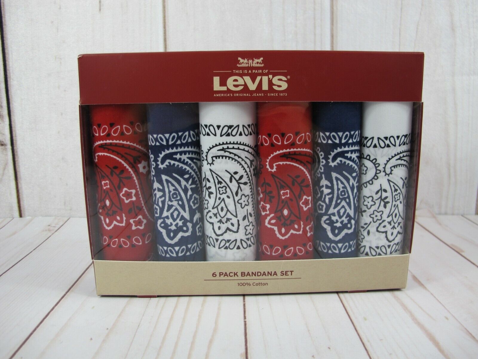 LEVI'S Bandana 6 Pack Set 100% Cotton Red White Blue ~ New!! 17149770060 |  eBay