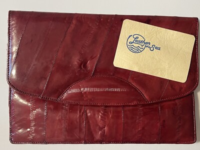 Vintage Leather Of The Sea Clutch Purse - Red Eel Skin Leather