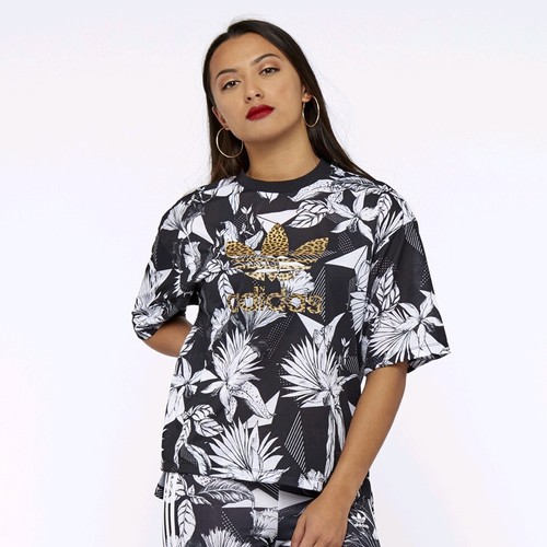 Adidas Originals FARM Company CY7375 T-shirt trifoglio leopardata UK8, EU34, US XS-S 842