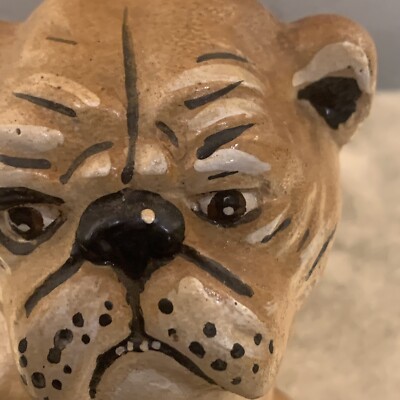 Vintage Chalkware Bulldog, 3.5 Inches Long, 4.5 Inches Tall | eBay