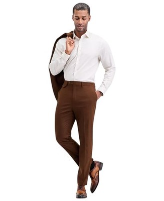 slim fit dress slacks Heath Mens Poly-Stretch Boot-Cut Western Suit Pants – Platini Fashion main image 1